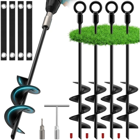 4 pack heavy duty ground anchors with safety belts.webp